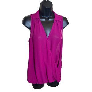 Guess Magenta Sleeveless Sheer Wrap Blouse Size XS